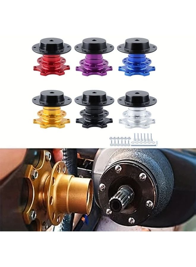 Yellow Universal Car Quick Release Steering Wheel Kit 6 Hole Hub Adapter Anti Theft Heightening Plate - Image 1